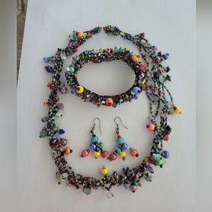 Beaded Necklace,  Bracelet and Earring Set